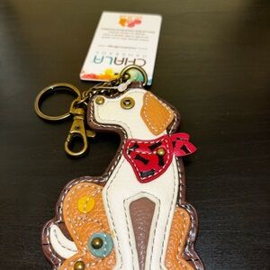 Chala Leather Dog Keychain with Red Bandana